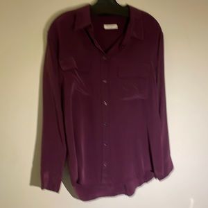 Equipment Femme Long sleeved silk blouse in purple size medium